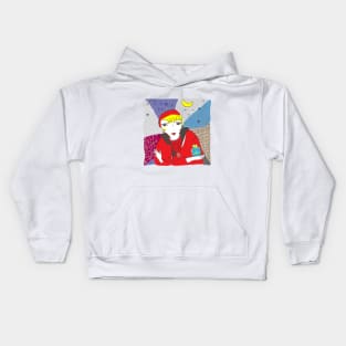 Woman with gift and moon Kids Hoodie